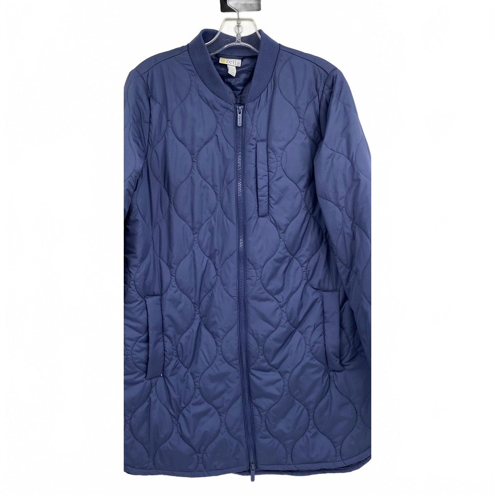 Zella Blue Longline Quilted Jacket | Women’s S Polyester Puffers